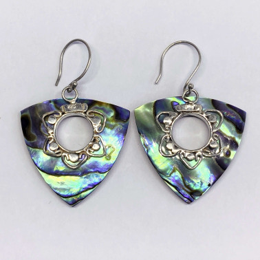 ER 13295 AB-(BALI 925 STERLING SILVER EARRINGS WITH ABALONE)